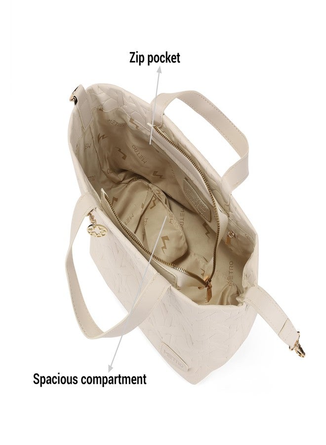 Metro Women's Off/White Woven Satchel Bags(66-653) - Image 5